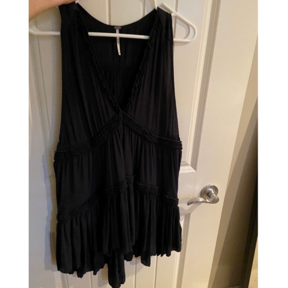 Free People Black Long Flowy Tank Top